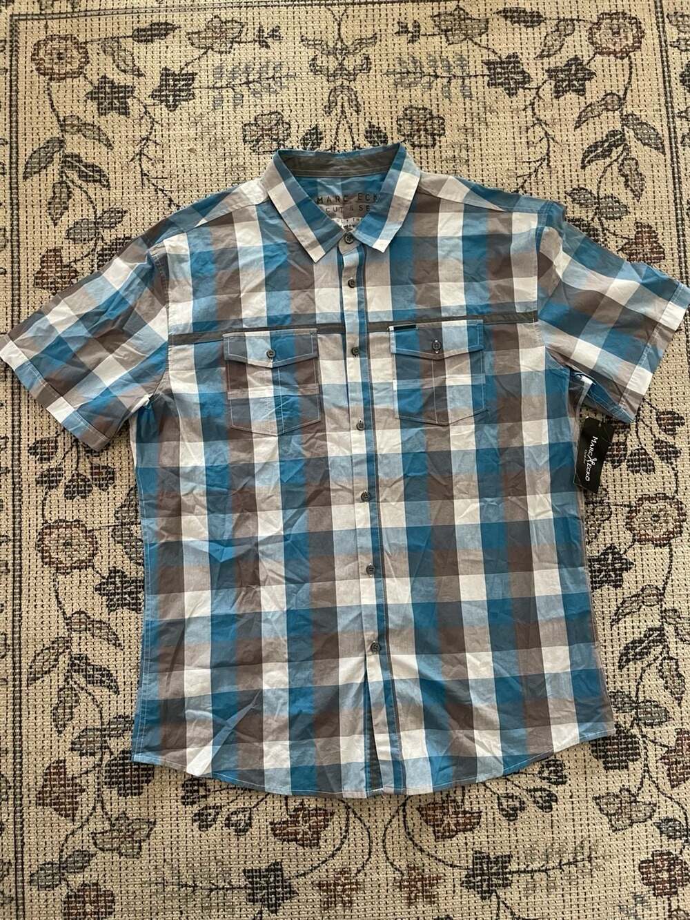 NEW Marc Ecko Cut & Sew Men's Plaid Short Sleeve Button-Down ME 02928